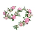 thumbnail image 1 of Moocorvic Artificial Rose Garland, 6.56 FT Floral Greenery Garland with Mixed Rose Flowers and Green Leaves for Wedding Dining Table Home Party Decor(Pink), 1 of 7