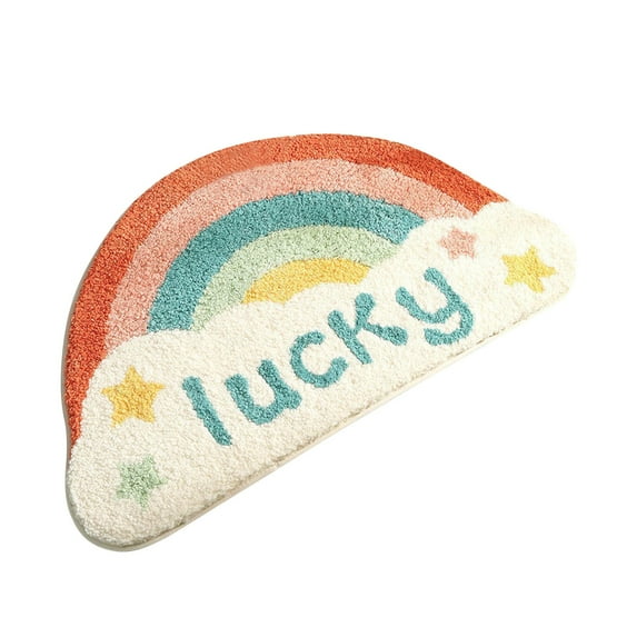 Moocorvic Baby Bath Mat, Half Round Bathroom Mat Christmas Bathroom Decor Washable Bathroom Rugs Non-Slip Absorbent Floor Mats for Kids, Dry Fast Shower Mat Area Rugs(M)