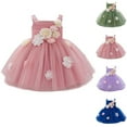 thumbnail image 1 of Moocorvic Baby Girl Tulle Dress Casual Flower Embroidery Toddler Dresses Wedding Gown for Summer Party Birthday Outfit 12-18 Months,Pink, 1 of 9