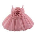 thumbnail image 1 of Moocorvic Baby Girls Sleeveless Dress, Summer Pure Color Off Shoulder Tulle Baptism Gown with Big Bow, Flower Girl Party Outfit 9-12 Months,Pink, 1 of 9