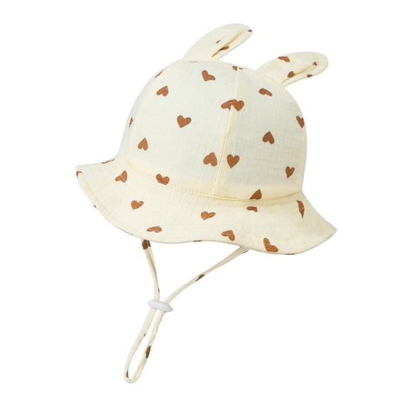 Moocorvic Baby Sun Hat Toddler Bucket Hats with Cute Ear Wide Brim Toddler Beach Hat,Beige