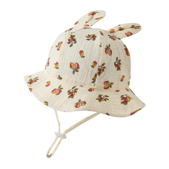 Moocorvic Baby Sun Hat Toddler Bucket Hats with Cute Ear Wide Brim Toddler Beach Hat,Beige