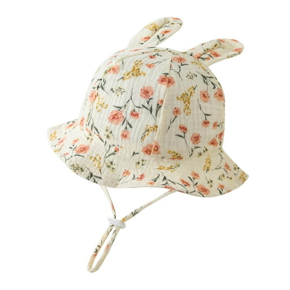 Moocorvic Baby Sun Hat Toddler Bucket Hats with Cute Ear Wide Brim Toddler Beach Hat,Beige