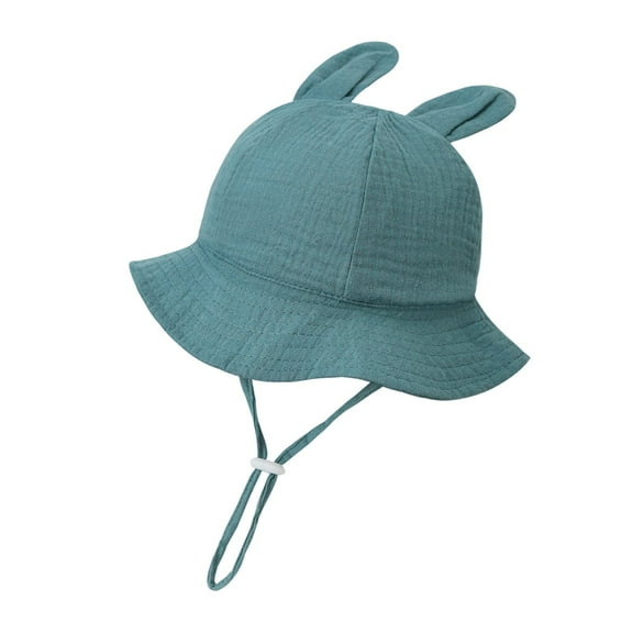 Moocorvic Baby Sun Hat Toddler Bucket Hats with Cute Ear Wide Brim Toddler Beach Hat,Blue