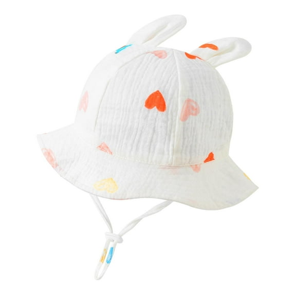 Moocorvic Baby Sun Hat Toddler Bucket Hats with Cute Ear Wide Brim Toddler Beach Hat,White