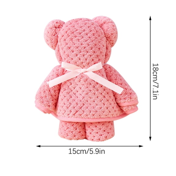 Moocorvic Bath Towel, Baby Gift Bear-Shape Packed Coral Velvet Gift Pineapple Plaid Towel Gift Bear Towel (30X14Inch)