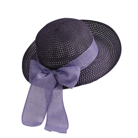Moocorvic Beach Sun Straw Hats for Women, Sun Protection Wide Brim Summer Hat Foldable Packable Roll up Cap with Bow Ribbon