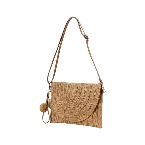 Moocorvic Beach Tote Bag for Women,Straw Striped Rectangular Crossbody Purse with Adjustable Strap for Summer Vacations, Poolside Essentials