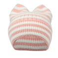 thumbnail image 1 of Moocorvic Beanie for Women, Cute Cat Ear Winter Warm Knitted Hat for Daily Wear, Striped Pink, 1 of 4
