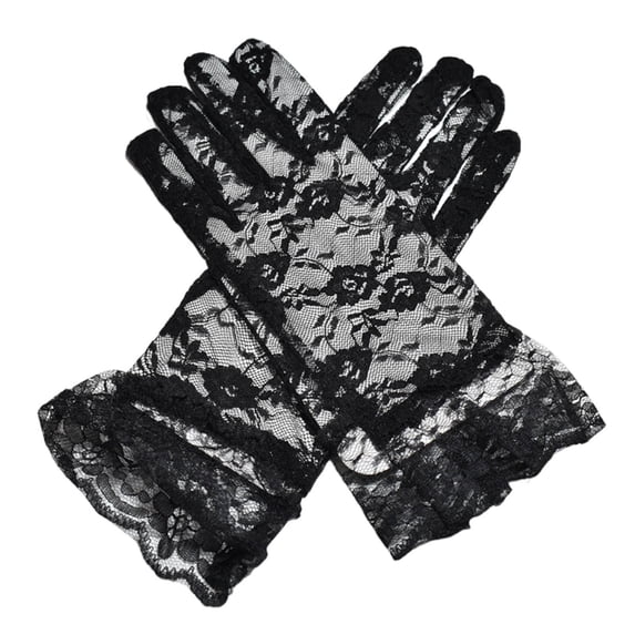 Moocorvic Black Lace Gloves for Women, Party Short Glove for Wedding Bridal Evening Dinner