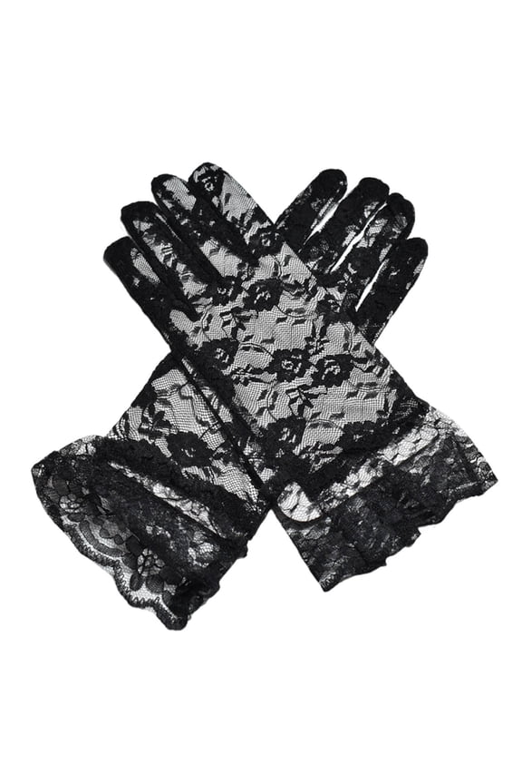 Black Lace Gloves for Women, Party Short Glove for Wedding Bridal Evening Dinner