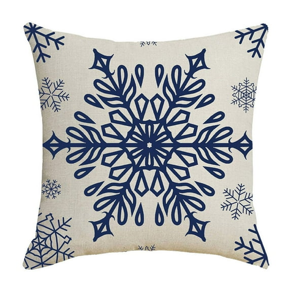 Moocorvic Blue Snowflakes Christmas Throw Pillow Covers 18x18, Bed Sofa Couch Bedroom Living Room Decorative