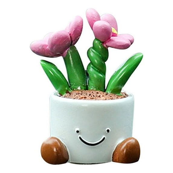 Moocorvic Car Dashboard Ornament Cute Green Plant Fake Flowers Small Potted Spring Office Small Gadget Decoration Interior Desktop,Gifts for Men Women
