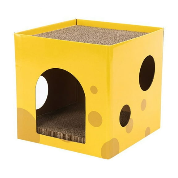 Moocorvic Cardboard Cat Scratcher House, 12 Inch Corrugated Scratching Board Box for Indoor Cats