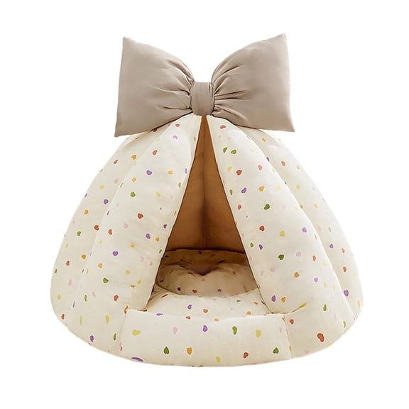 Moocorvic Cat Beds Tent for Indoor Cats, Cute Christmas Bow Decoration Pet Bed, W 15.74'' x H 10.62''