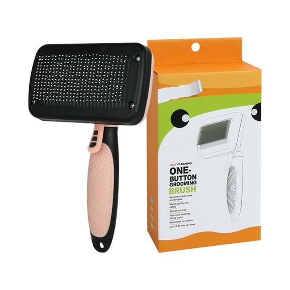 Moocorvic Cat Brush for Long Haired Cats, Self Cleaning Slicker Brush Remove Loose Fur and Mats Easy Clean Retractable Bristles Pet Grooming Tool