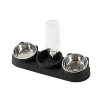 Moocorvic Cat Food and Water Bowl Set, Automatic Water Dispenser Bottle With Stainless Steel Bowl for Small Dogs