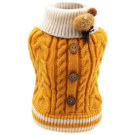 Moocorvic Cat Sweaters for Cats Only Under 10 Knitted Fall Winter Jacket Warm Dog Clothes Coat for Girls Boys Puppy Cat(Yellow,XS)