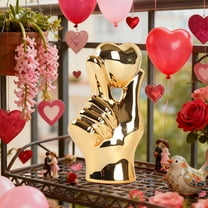 Moocorvic Ceramics Heart Gesture Hands Statue, Valentine's Day Decorations Love Sculpture for Wedding, Living Room Decor, Gold