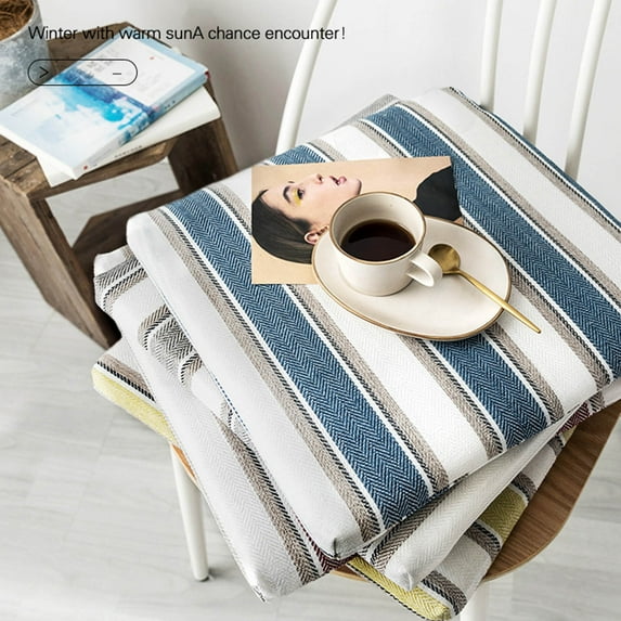 Moocorvic Chair Cushions for Dining Chairs 18" x 18" Cotton And Linen Striped Chair Seat Cushion for Office and Kitchen Washable Chair Chair Cushion for Long Sitting