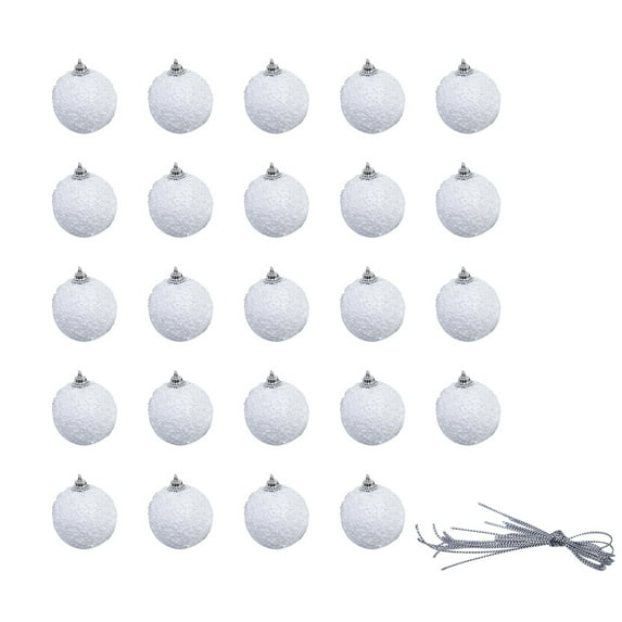 Moocorvic Christmas Ball Ornaments for Christmas Decorations - 24Pcs Xmas Tree Shatterproof Ornaments with Hanging Loop for Holiday, Wreath and Party Decorations(L,White)