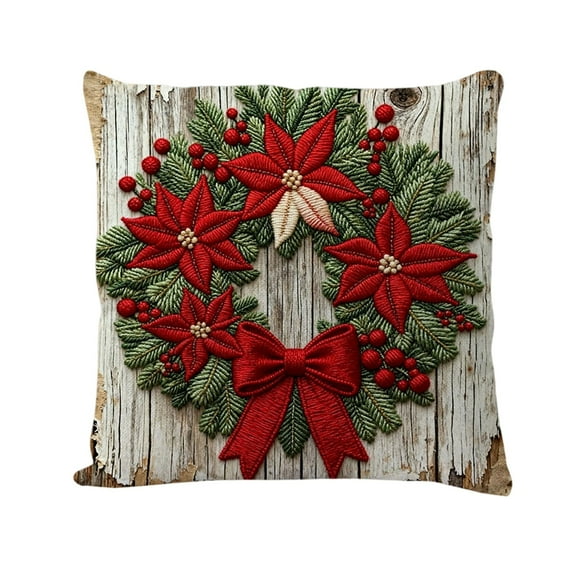 Moocorvic Christmas Decorations Pillow Covers, Winter Forest House Snowflake Snowman Print Farmhouse Cushion Case for Sofa Couch Home Decor