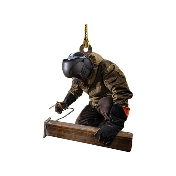 Moocorvic Christmas Decorations Welder Pendant Christmas Tree Hanging Decorations, Acrylic Welder Car Pendant Xmas Figurine Home Decor
