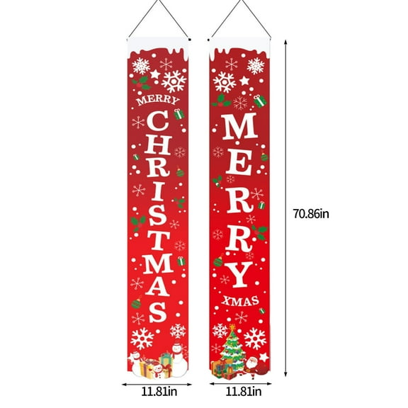 Moocorvic Christmas Front Porch Door Decorations - Outdoor Xmas Decor - Red Merry Christmas Sign For City, Wall Hanging Outside