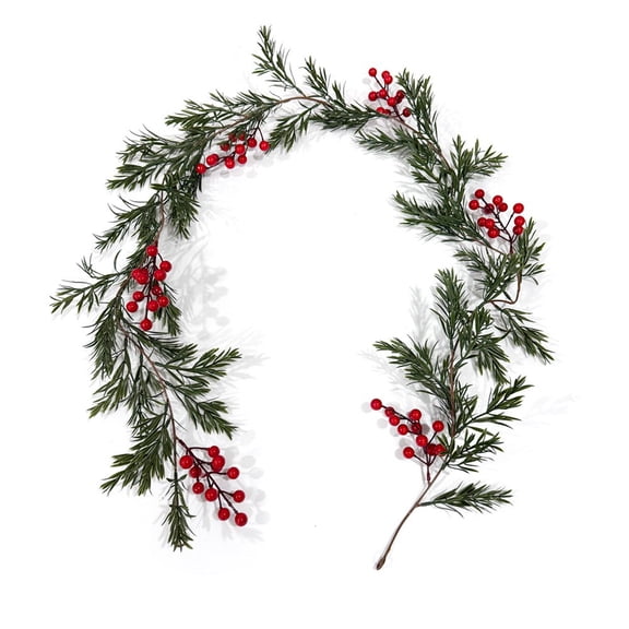 Moocorvic Christmas Garland 5.9 FT, Artificial Red Berry Garland for Table Staircase Fireplace Thanksgiving Christmas Winter Outdoor Indoor Holiday Decor