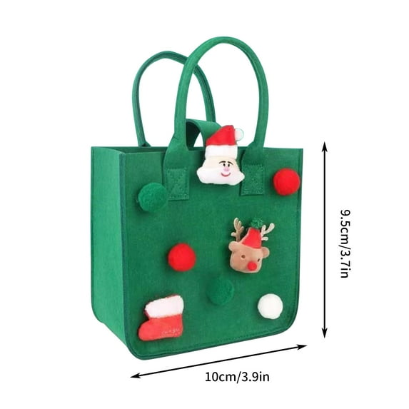 Moocorvic Christmas Gift Bags, Reusable Snowman Santa Small Christmas Candy Bags for Birthday Christmas Party Supplies(Green,4Inch)
