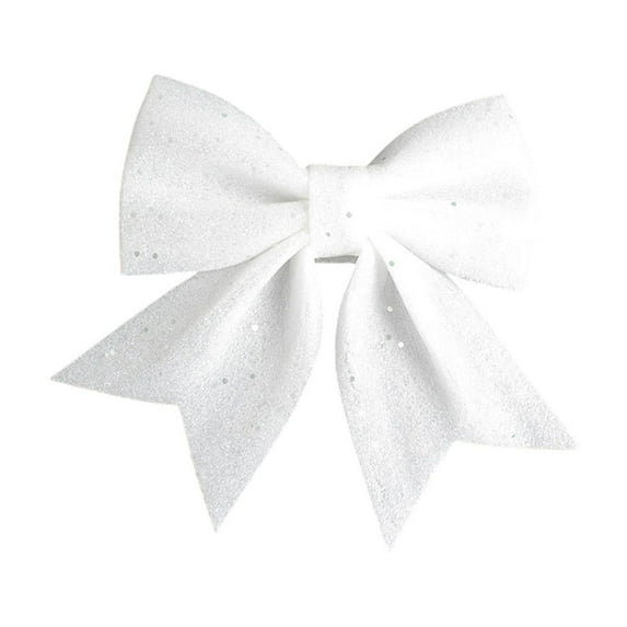 Moocorvic Christmas Glitter White Bow for Gift Wrapping, Christmas Tree Decoration Indoor