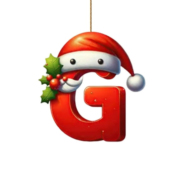 Moocorvic Christmas Initial Letters G Ornaments, Personalized Santa Claus Christmas Tree Decorations Pendant Gifts