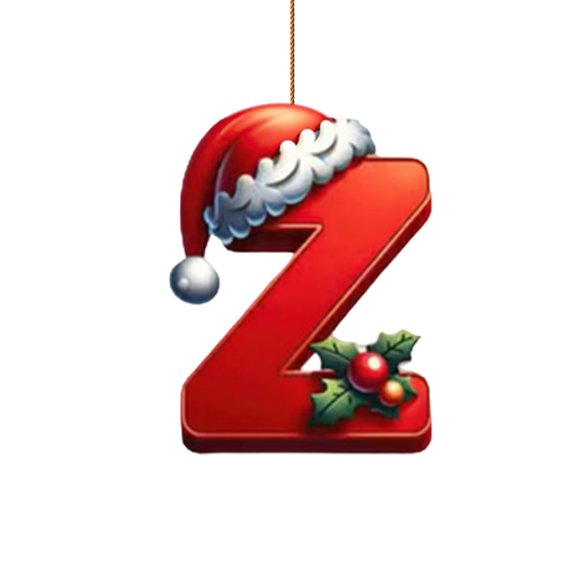 Moocorvic Christmas Initial Letters Z Ornaments, Personalized Santa Claus Christmas Tree Decorations Pendant Gifts