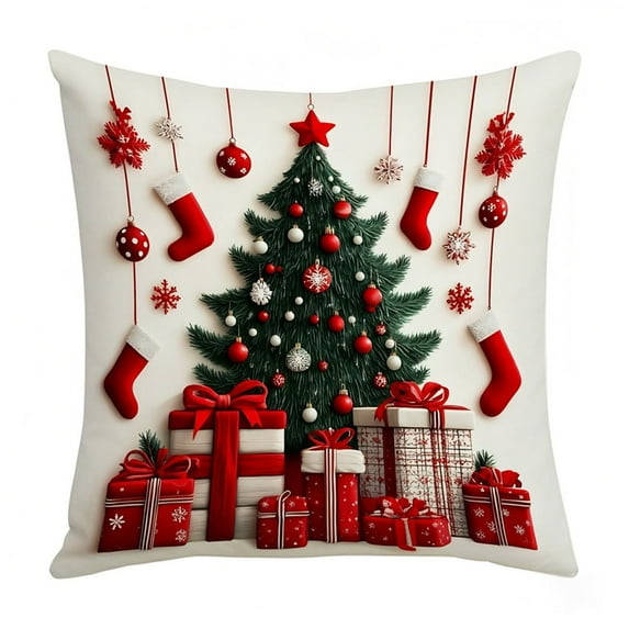 Moocorvic Christmas Pillow Covers 18x18 Holiday Farmhouse Decorative Cushion Case for Sofa Living Room