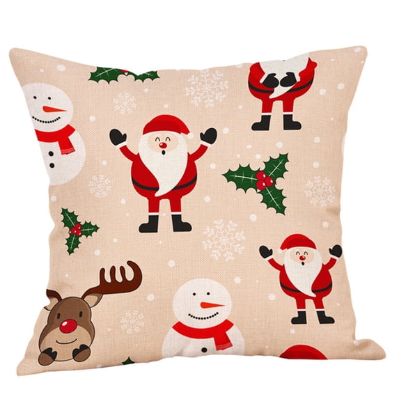 Moocorvic Christmas Pillow Covers 18x18, Santa Claus Decorative Throw Pillow Covers Cushion Cover Linen Sofa Car Chair Pillowcase for Patio Yard Home Indoor Outdoor
