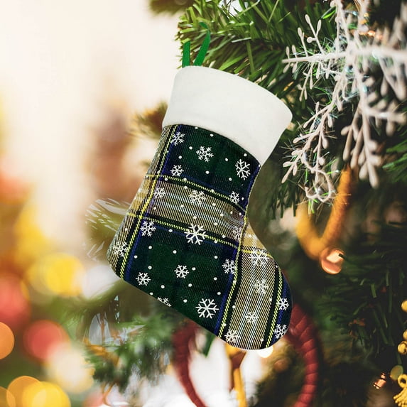 Moocorvic Christmas Stocking, Christmas Gift Bags Kids Candy Bag Pocket Hanging Ornaments Christmas Decorations For Home New Year Red Green 7Inch