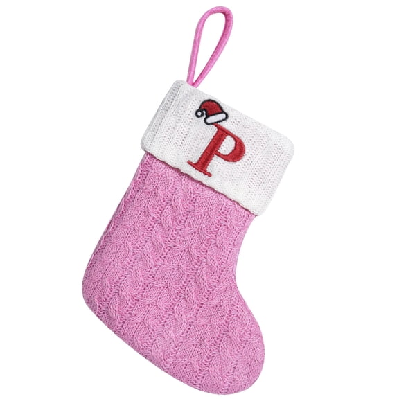 Moocorvic Christmas Stockings, Knitted Soft Plush-Embroidered Xmas Stockings Classic Personalized Stocking Decorations for Family Holiday Season Decor(Letter P)