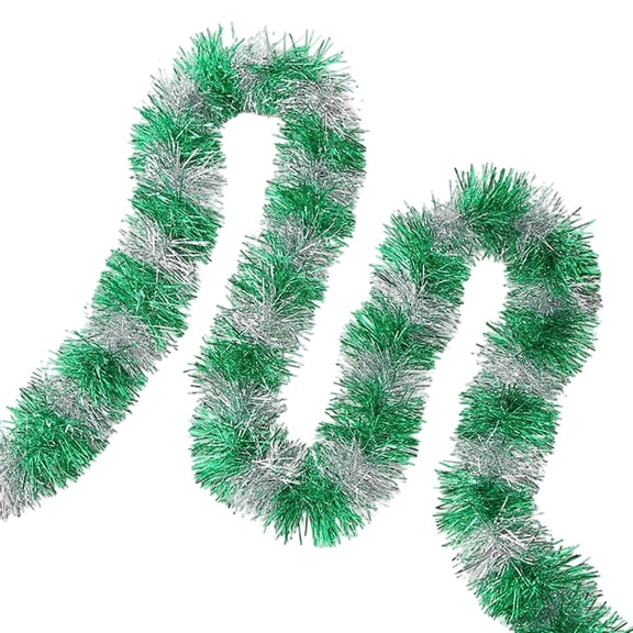 Moocorvic Christmas Tinsel Garland 7.5 FT Christmas Tree Decorations Indoor Holiday Hanging Garland for Home Fireplace Party Supplies, Green