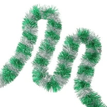 Moocorvic Christmas Tinsel Garland 7.5 FT Christmas Tree Decorations Indoor Holiday Hanging Garland for Home Fireplace Party Supplies, Green