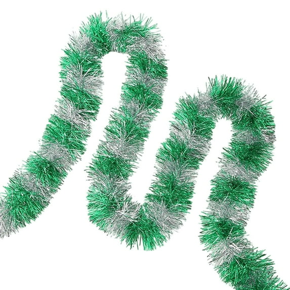 Moocorvic Christmas Tinsel Garland 7.5 FT Christmas Tree Decorations Indoor Holiday Hanging Garland for Home Fireplace Party Supplies, Green