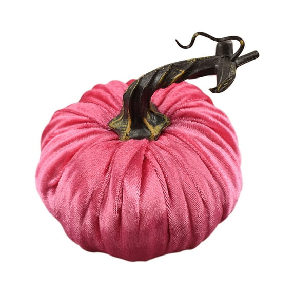 Moocorvic Christmas Velvet Pumpkins Decor, 7.9 Inch Super Soft Stuffed Pumpkin for Fall Halloween Thanksgiving Decoration(Hot Pink)