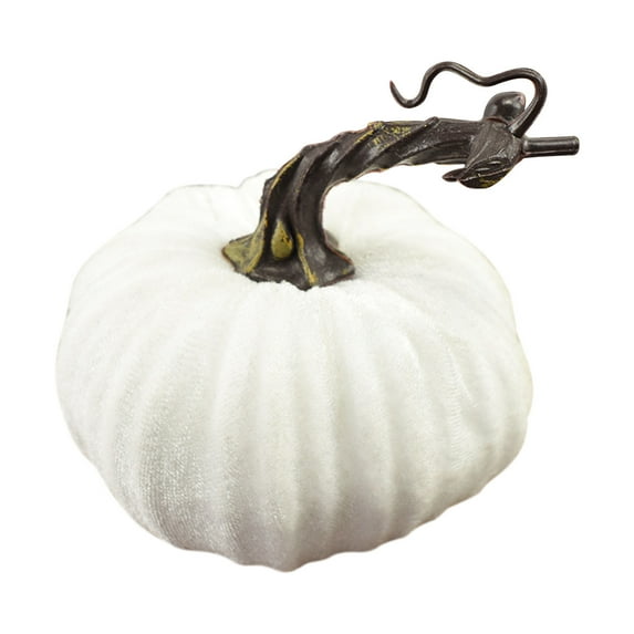 Moocorvic Christmas Velvet Pumpkins Decor, 7.9 Inch Super Soft Stuffed Pumpkin for Fall Halloween Thanksgiving Decoration(White)