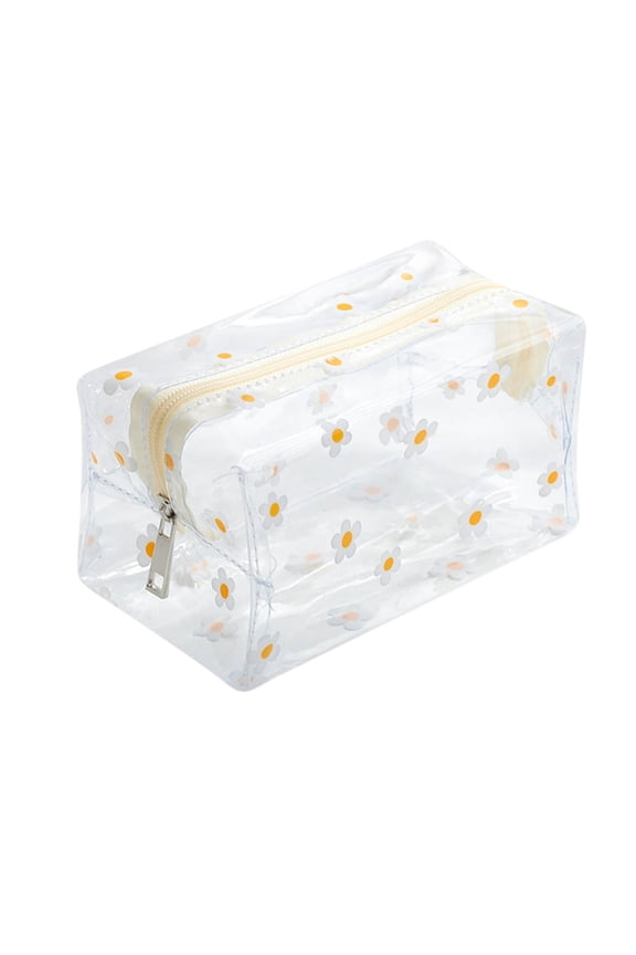 Clear Makeup Bag Cosmetic Bag High Capacity Cute Cartoon Flower Waterproof Transparent Portable Storage Bag Travel Organizer Pouch for Women