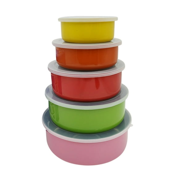 Moocorvic 5 Pieces Fruit Bento Box Portable Stainless Steel Insulated Lunch Box and Office, Reusable Outdoor Camping(Colorful)