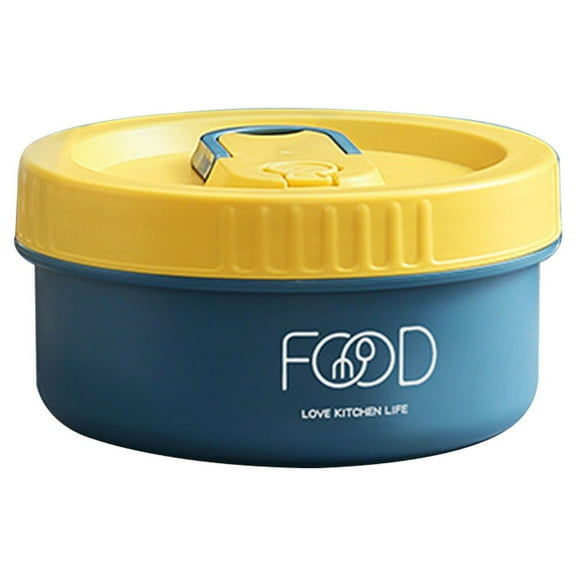 Moocorvic Round Insulated Lunch Box Stainless Steel , Microwaveable Lunch box and Office, Reusable Outdoor Camping Portable Bento Box(Blue,M)