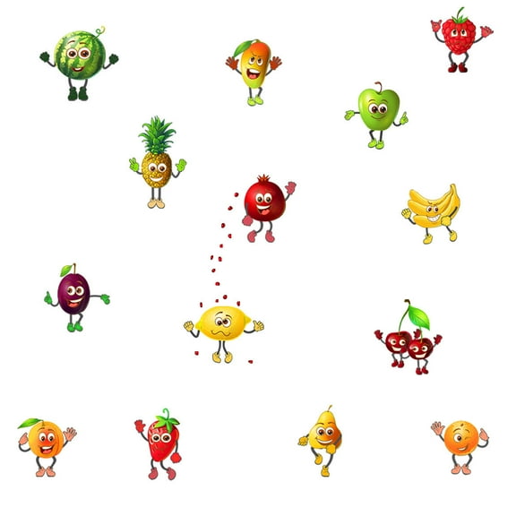 Moocorvic Creative Fruit Party Cartoon Wall Stickers Kitchen Restaurant Refrigerator Decorative Wall Stickers Self-adhesive Wall Stickers