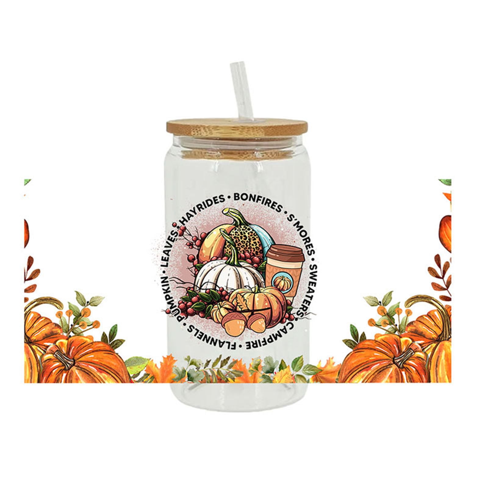 Moocorvic Cup Wrap Transfer Stickers for Glass, Fall Decorations Indoor