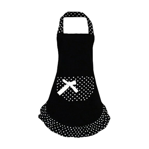 Moocorvic Cute Apron with Bow Tie Pocket, Adjustable Polka Dot Waist Cooking Smock Baking BBQ Cafe Uniform Chef Gift