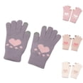 thumbnail image 1 of Moocorvic Cute Heart Knitted Winter Gloves for Women,Full Finger Soft Warm Elastic Gloves,Gray, 1 of 3