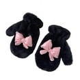 thumbnail image 1 of Moocorvic Cute Plush Winter Fingerless Mittens for Women & Teen Girls,Black, 1 of 3